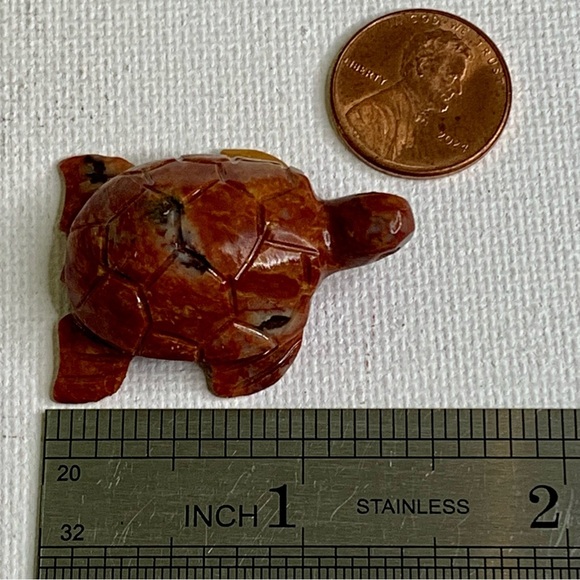 SEA TURTLE Soapstone Figurine MINI Carved Red Stone Crystal Animal Figure 1.5" - Picture 15 of 15